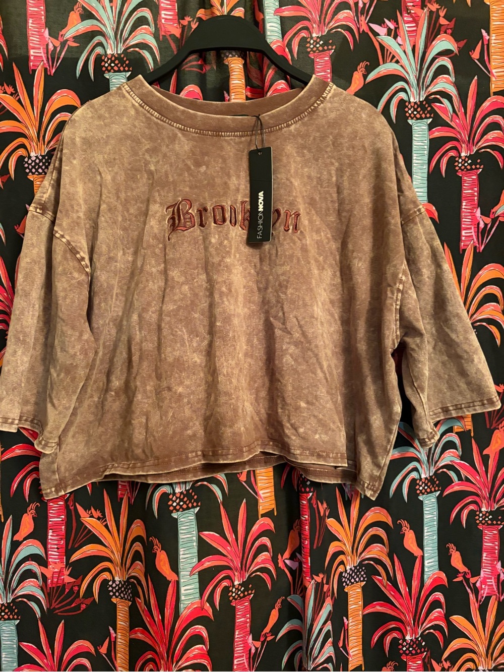 Fashion Nova Washed Brown Bronx Cropped Top
